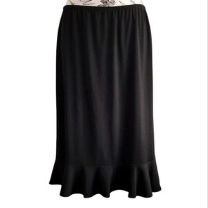 Black Midi Skirt With Frilled Hem